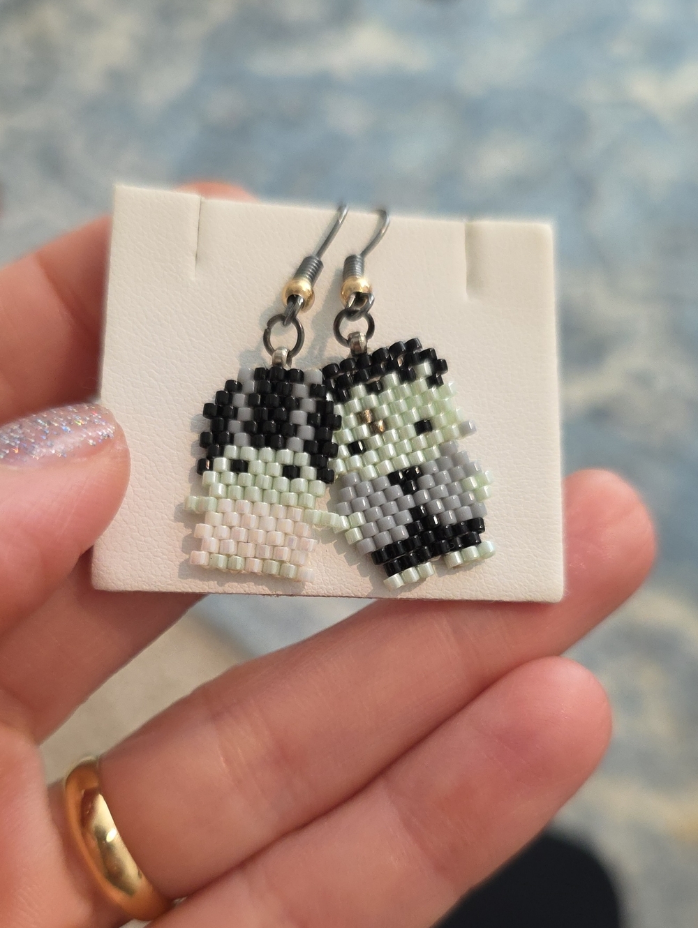 Handmade Seed Bead Dangle Frankenstein's Monster And The Bride